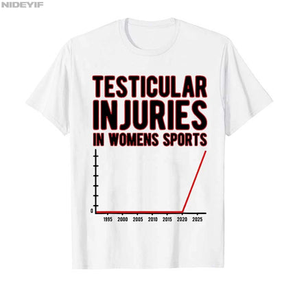 Testicular Injuries in Womens Sports Unwearable Aduld Humor T-shirt For Men Women 100% Cotton T Shirts Short Sleeve Tops P817