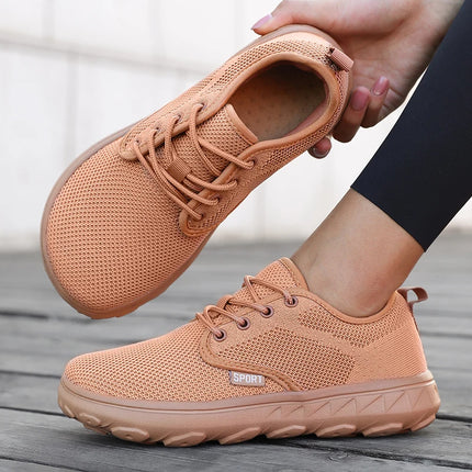 Wide Toe Women Platform Shoe Breathable Knitted Mesh Comfortable Barefoot Casual Versatile Soft Sole Wide Shoes Walking Sneakers