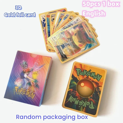 NEW 50Pcs Pokemon 3D Shining Rainbow Cards English Vmax Gx Charizard Pikachu Trading Game Collection Battle Card Children Toys