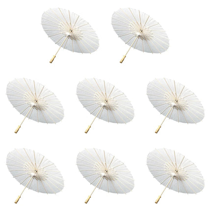 30-1PCS White Paper Parasol Umbrellas DIY Photo Cosplay Prop Bamboo Umbrella For Wedding Party Summer Beach Decor