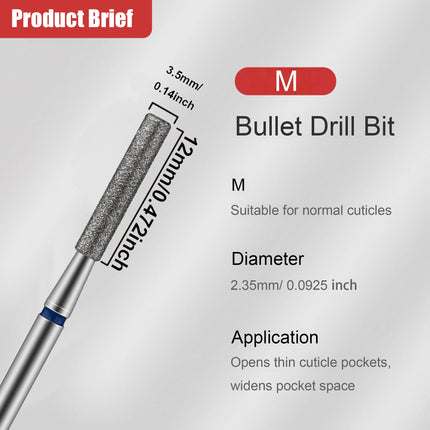 6pcs Diamond Nail Drill Bits Set, 3/32" shank. Fast nail grinding & polishing, low heat. Ideal for home, nail salons & nail love