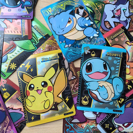 Holographic 59Pcs Chibi PokeBaBy Cute DIY Card Pokemon Shiny 1996 Q151 Anime Version Classical Collection Cards Gengar Charizard