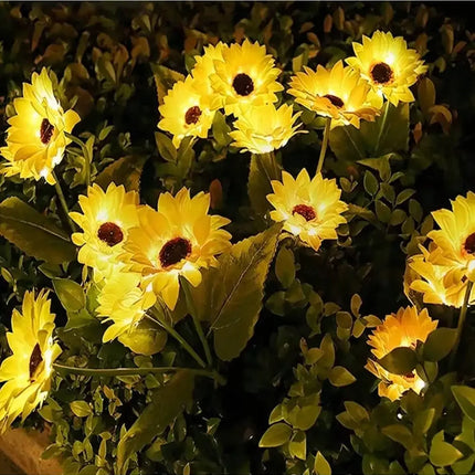 Solar Powered Sunflower Light Outdoor Waterproof LED Ground Insert Lawn Lamp For Garden Lawn Courtyard Decoration