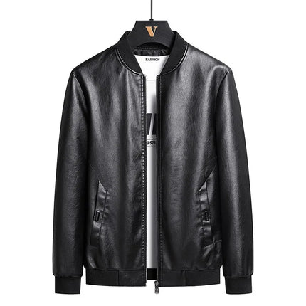 Leather Jacket Men Coats Plus Size 6XL 7XL 8XL Oversized Windproof Motorcycle Autumn Brand Fleece Black Zipper Winter Overcoat