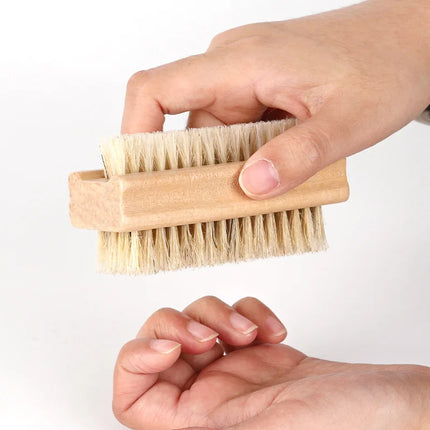 Nail Brush Double Sided Wood Handle Soft Bristle For Manicure Pedicure Dust Clean Nail Care Tool Salon Beauty Accessory