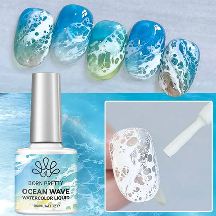 10ml White Bubble Ocean Wave Gel Nail Polish White Blooming Wave Nail Gel Stroke White Watercolor Liquid Nail Gel Polish DIY D#7