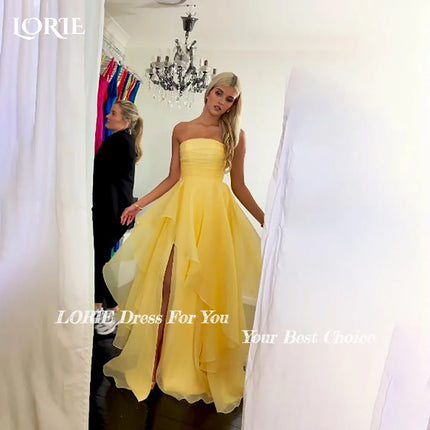 LORIE Modest Crepe Saudi Evening Dresses Sexy Halter Sweetheat Mermaid Chiffon Pleats Arabia Prom Gown Party Dresses Customized
