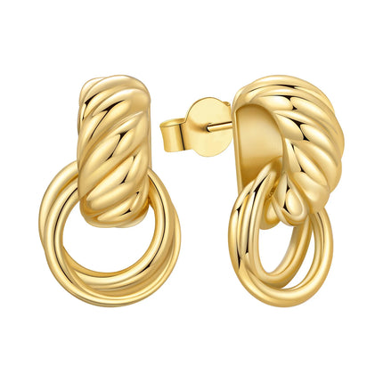 Orstarry S925 Sterling Silver 18k Gold Classic Knot Stud Earrings For Lady S925 Jewelry Party Anniversary Trendy Gifts