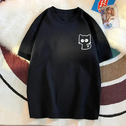 Female Casual Printing O-neck Short Sleeve T-Shirt 2025 New Summer Trend All-match Loose Cartoon Pullover Top Tee Women Clothes