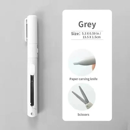 1pc Mini Portable Scissors Paper Cutter Knife 2 In 1 Multifunctional Pocket Pen Shape Scrapbooking Carving Cutting - product