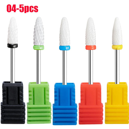 5pcs Ceramic Nail File Drill Bit, Suitable for Removing Gel and Cuticle, Nail Polishing, Professional Nail Tool