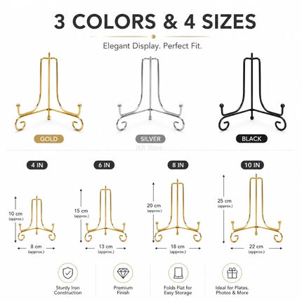 Iron Foldable Metal Plate Display Easel Stand Book Picture Frame Holder Kitchen Counter Home Decoration Storage Rack