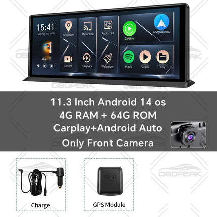 K60 Pro Rearview DVR Android 14 DashCam Wireless CarPlay Android Auto Dual Lens 1080P Video Recorder GPS Navigation WIFI Reverse
