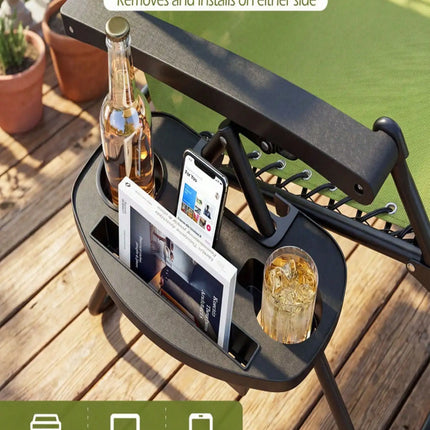Portable Zero Gravity Chair With Cup Tray & Backrest, Lockable Reclining Anti-Gravity Lounger, Quick-Fold Outdoor Patio Recliner With Pillow, Lightweight Folding Yard Chair With Carry Handle