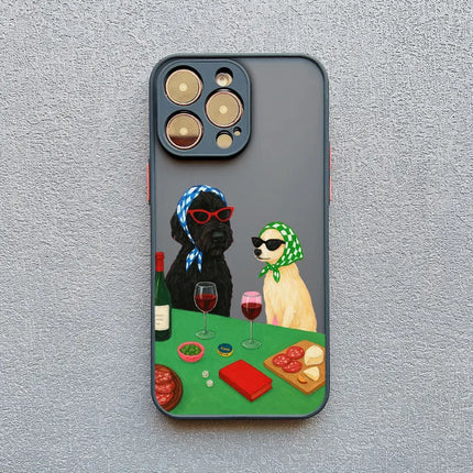 Cute Cartoon Dog Cat Phone Case For iPhone 17 16 15 11 12 14 13 Pro Max Mini X XS XR 7 Plus 17E Shockproof Matte Cover Fundas