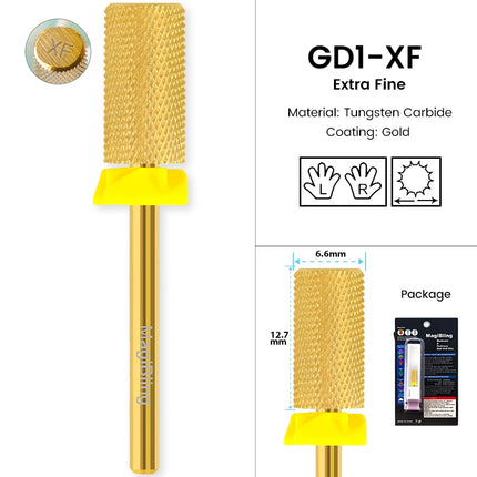 Gold Carbide Nail Drill Bits Milling Cutter Large Barrel Pro Reversed Durable Granding Polishing Tools Accessories 4XC