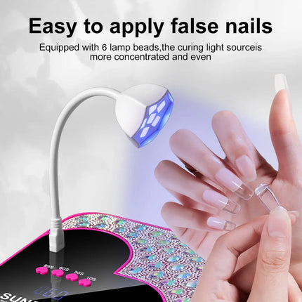 3D Diamond UV LED Nail Lamp For Fast Drying Gel Nail Phototherapy Heart Shape Machine 45 LEDs Manicure Salon Tool Equipment