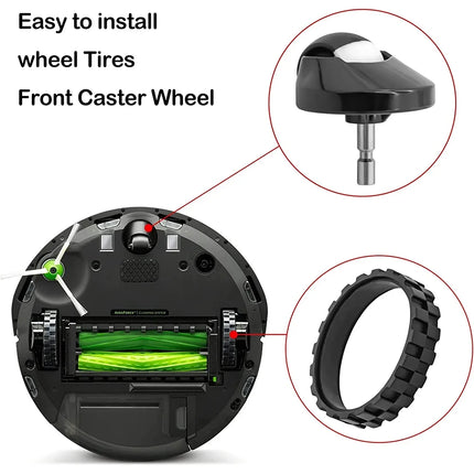Front Wheel Tires Skin Parts For IRobot Roomba I7 E5 E6 500 600 700 800 900 Series Anti-Slip IRobot Roomba Cleaner Parts