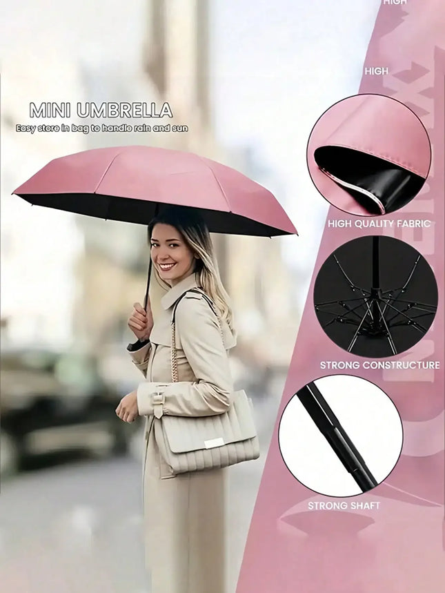 Compact Folding Umbrella, Mini Pocket Waterproof Portable Travel Umbrella, Sunshade Umbrella, Ladies UV Protection Umbrella, 2-In-1 Mini Six-Fold Ultralight Portable Umbrella, Mini Travel Umbrella, Windproof Rainy And Sunny D