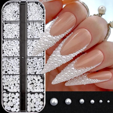 6 Grids Metal Summer Ocean Nail Art Charms 3D Shell Starfish Seahorse Caviar Beads Alloy Nail Jewelry Mixed Manicure Studs Decor