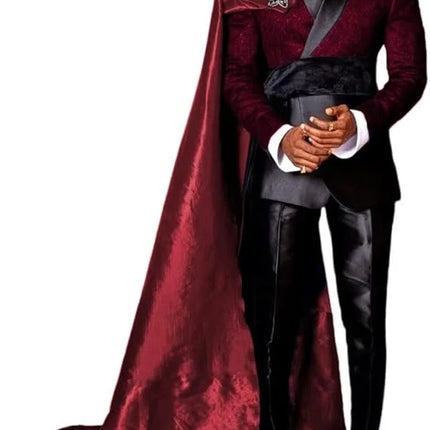 Customized Black Jacquard Shawl Lapel Jacket Pant Cape Groom Wedding Tuxedos Luxuly Male Prom Party Blazers Handsome Ropa Hombre