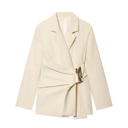 KONDALA Office Lady Chic White Women Blazer Suit Solid Long Sleeve Blazer Long Zipper Pants Fashion 2026 Spring Summer Suit