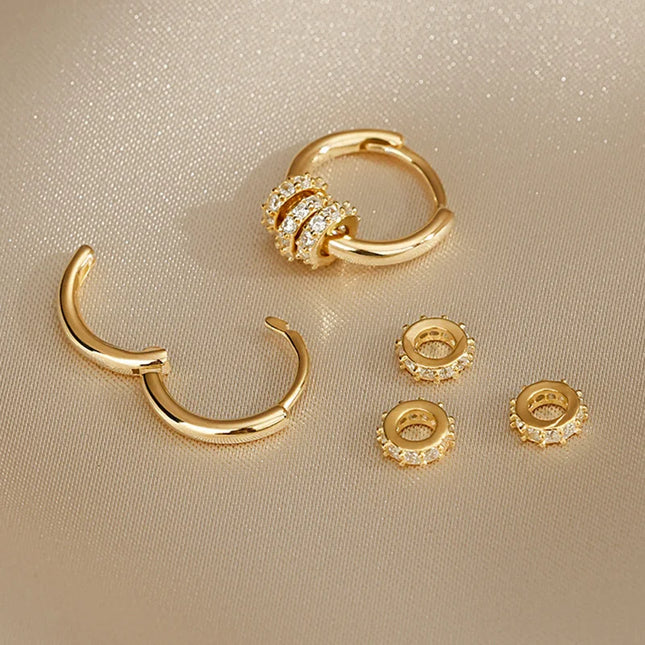 925 Sterling Silver Gold Plated Huggie Hoop Earrings Dainty CZ Cluster Hypoallergenic Elegant Jewelry - product image 2
