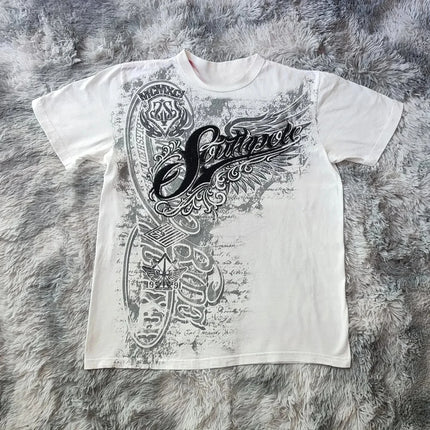 Hip Hop T-Shirt Streetwear Women Vintage Graphic American Style Fashion Baggy Pure Tops Leisure Couple Short Sleeves Clothing