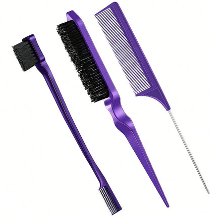 3pcs styling comb set with triple tear hair brush mouse tail comb edge brush,salon hair styling tool Special for real hair wigs