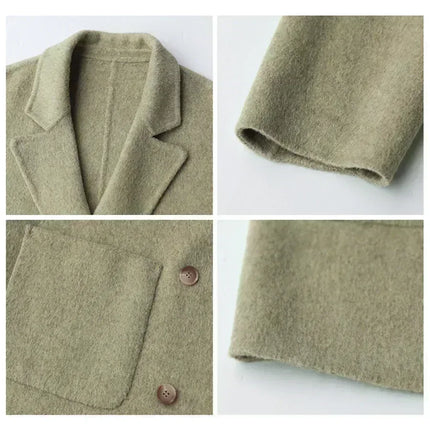CHIC VEN Women's Woolen Coats Loose Casual Double Breasted Retro Double-sided Jacket Office Lady Outerwear Autumn Winter 2026
