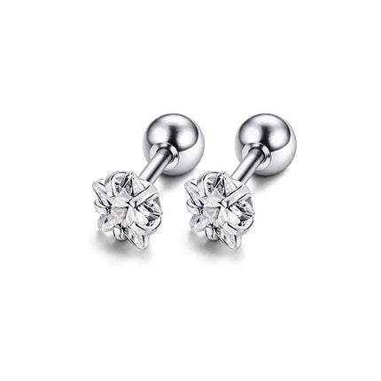 1-12 Pairs Shiny Zirconia Cartilage Stud Earring Tragus Helix Piercing Barbell Star Heart Ball Cartilage Earrings Set for Women