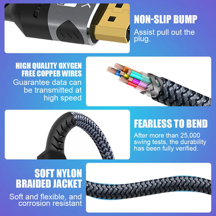 8K HDMI Cable 2.1 48Gbps High Speed HDMI Braided Cord-4K@120Hz 8K@60Hz, DTS:X, HDCP 2.2 & 2.3, HDR 10 for - product image fro