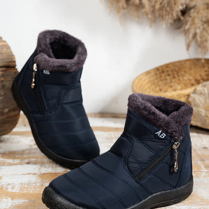 Women's Winter Snow Boots Faux Fur Lined Waterproof Ankle Booties Side Zipper Warm Outdoor Short Boots for Cold Weather
