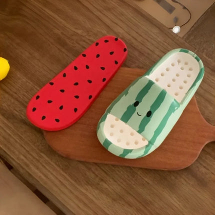 Watermelon Slippers Women 2026 Spring Summer Cute Cartoon Slippers Soft EVA Thick Sole Non Slip Indoor Outdoor Shower Slides