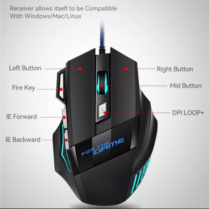 Gaming Mouse RGB Backlit Ergonomic Game Mice 7D Esports Wired Mouse Computer Mouse for Laptop PC Desktop Gamer - product imag