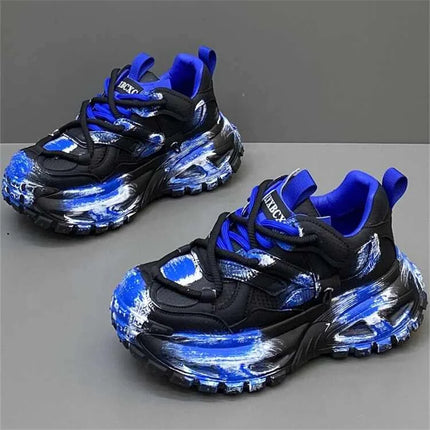 Chunky Sneakers Mens Designer Tire Sole Sport Shoes Fashion Casual Microfiber Leather Fabric Height Increased Platform Gym Shoes