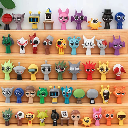 Hot New 48pcs/Set Mini Sprunki Action Figure Toy Cartoon Movie Sprunki Wenda Model Doll Figurines Kids Gift