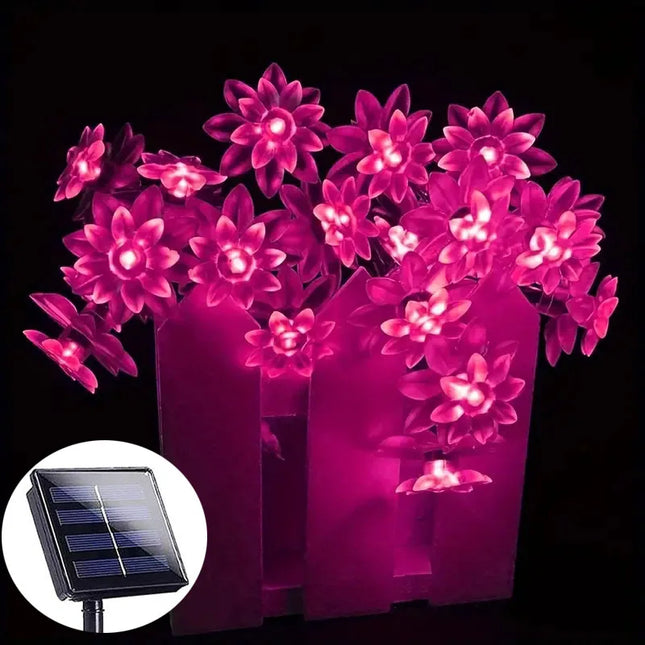 5-12m Led Solar String Lotus Sakura Flower Cherry Flower Lights LED Outdoor Waterproof Festival Garden