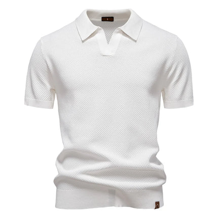 AIOPESON Men's Summer Breathable Polo Shirt Short Sleeve Solid Color Casual Polo Shirts for Men Lightweight Stretch Polo ﻿