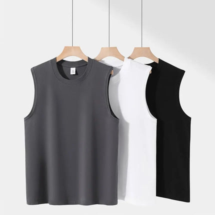 220g Customize Your custom Adult Sleeveless Cotton Men Vest Tshirt Tops Fashion Summer Trend DIY Tee Man Streetwear Men Clothing