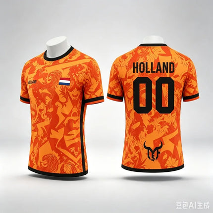 Netherlands National Flag Print Men's T Shirt Outdoor Football Sports Short Sleeve Tees Fashion Fan Jersey Summer Loose Clothing