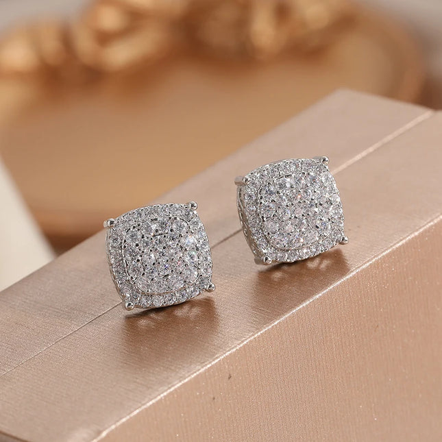 Delicate stud earrings for men and women Square accessories suitable for wedding parties go with - product image 2