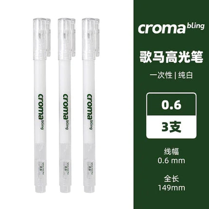 Croma 0.6mm /1 mm Highlight White Gel Pen 1/3Pcs fine tip white Fluorescent marker animation sketch Drawing Art Writing Supplies