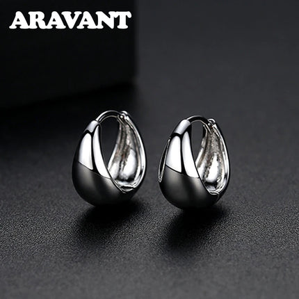 ARAVANT 925 Silver 14mm 18K Gold Egg Hoop Earring For Women Fashion Jewelry