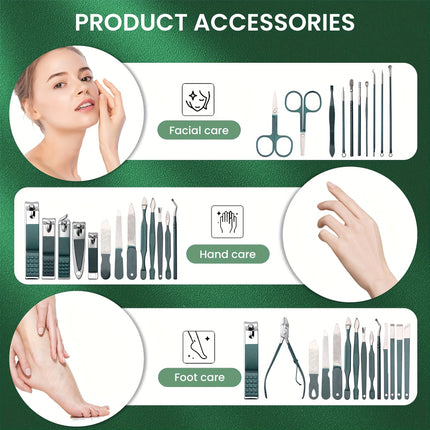 30pcs Luxury Travel Nail Clipper Set Professional Manicure Care Tools Cuticle Nippers Ear Spoons, Nail File Christmas Gift