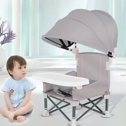 Portable Outdoor Camping Folding Dining Chair Sunshade High Chair with Tent Baby Picnic Table Chair Camping Gear