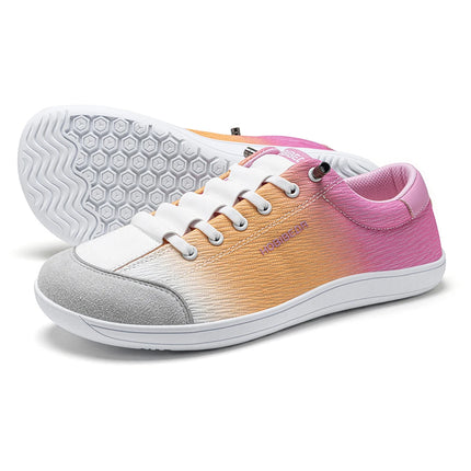 Pink-and-orange HOBIBEAR sneakers with white patterned soles