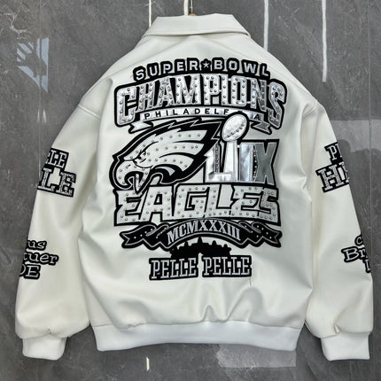 American-style heavy-duty jackets for men vintage embroidery baseball jacket unisex leather jacket motorcycle coats men jacket