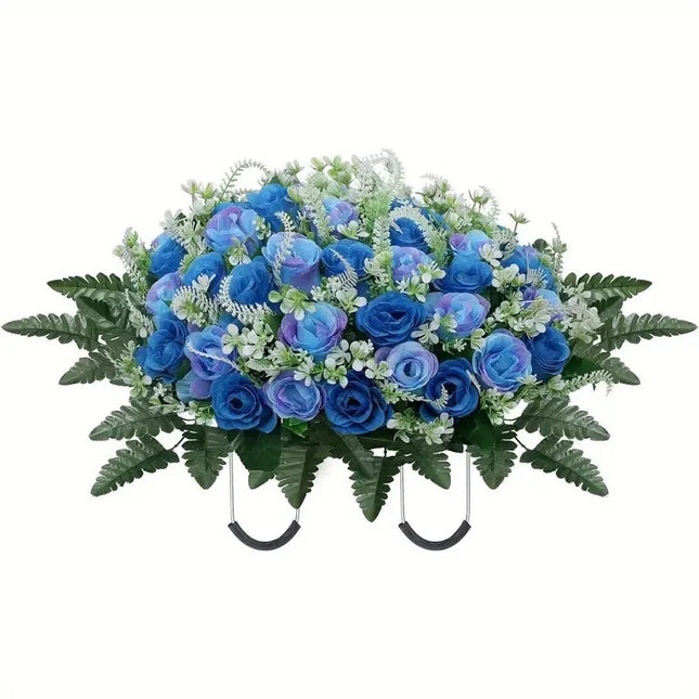 Cemetery Headstone Flower Saddle - artificial flowers for outdoor memorial (photo 11 of 12)