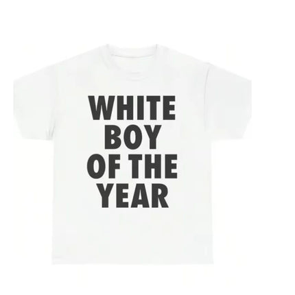 White Boy of The Year Text T-Shirt Women 2026 Funny Meme Graphic Tees Bold Streetwear Cotton Short Sleeve Tops